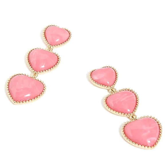 J. CREW Heart Drop Earrings Punk Triple Heart Dangle Earrings NWT - Picture 6 of 7